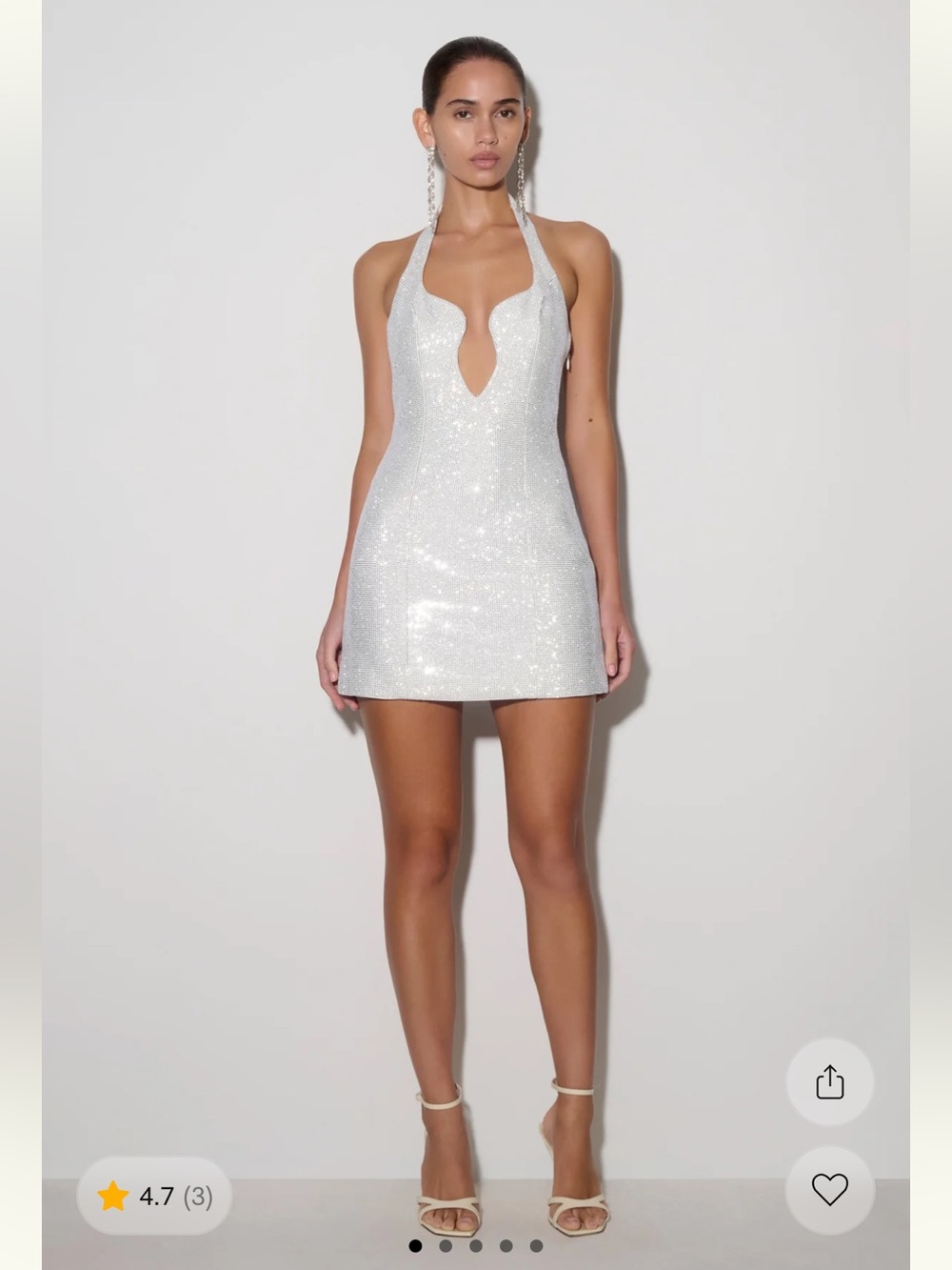 Raina Diamante Halter Mini Dress - White